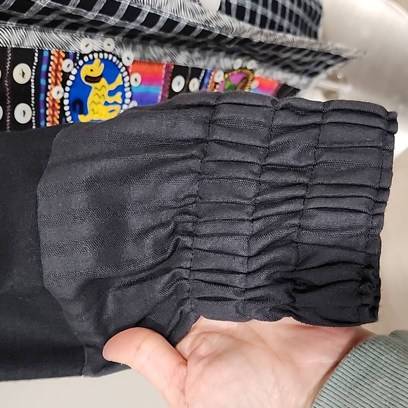 Art to Wear Upcycled Long Line Jacket Colorful Vintage Lagenlook Women's size M - Picture 7 of 16